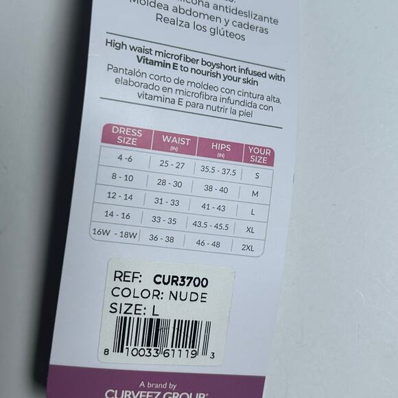 Curveez High Waist Signature Control Shaping Boy Shorts New L Large New - Picture 8 of 8